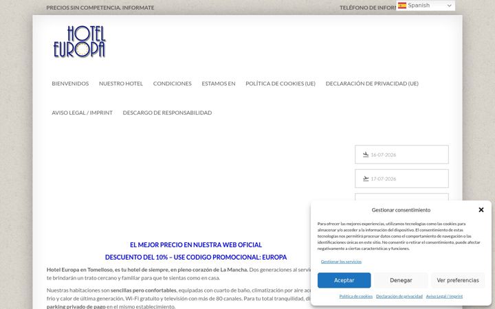 Screenshot του hoteleuropatomelloso.com