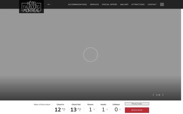 Screenshot of hotelfaubourgmontreal.com