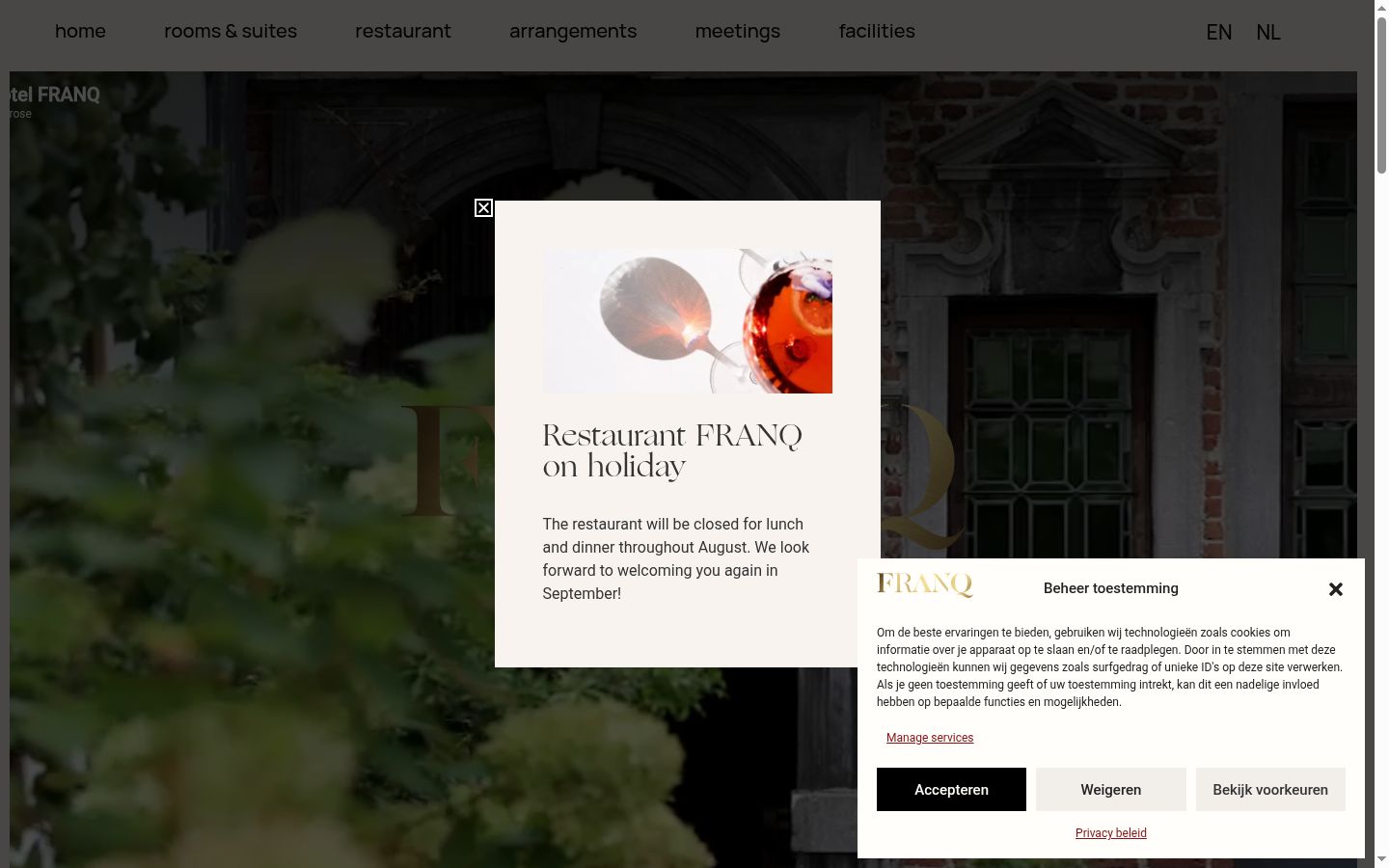 Screenshot del banner di consenso mostrato prima di qualsiasi interazione