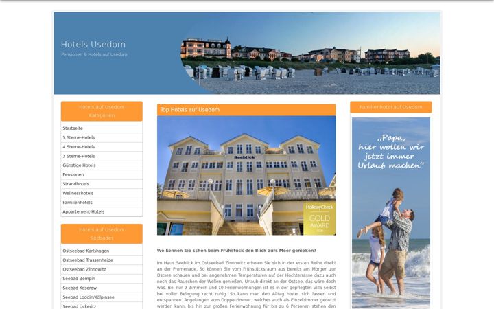 Screenshot of hotelfuehrer-usedom.de