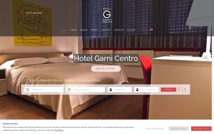 Screenshot of hotelgarnicentro.com
