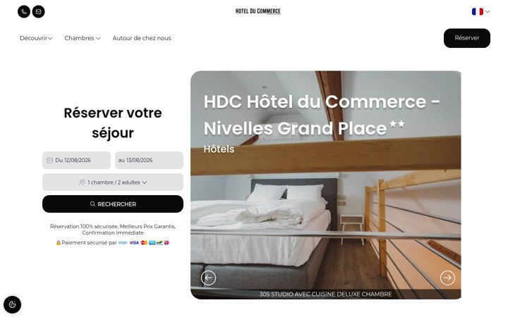 Screenshot of hotelgrandplacenivelles.be