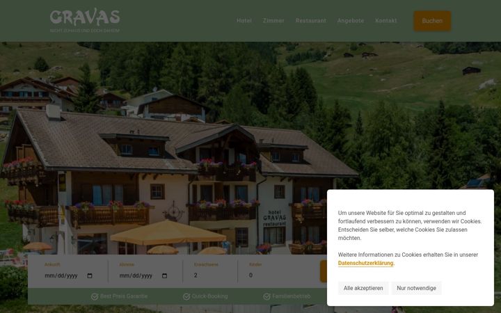 Screenshot of hotelgravas.ch
