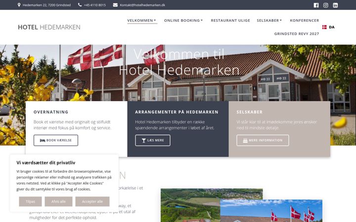 Screenshot of hotelhedemarken.dk