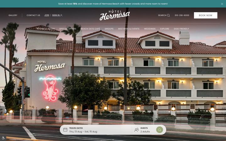 Screenshot of hotelhermosa.com