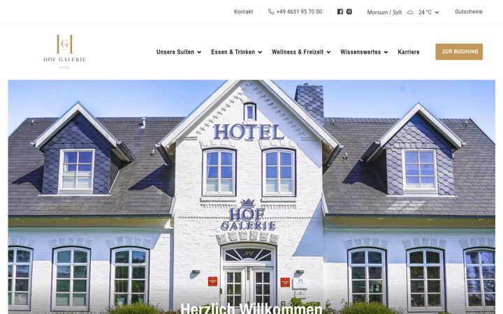 Screenshot of hotelhofgalerie.de