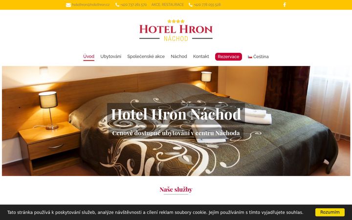 Screenshot of hotelhron.cz