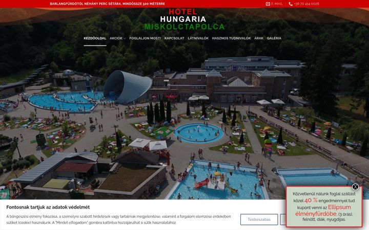 Screenshot of hotelhungariamiskolctapolca.hu