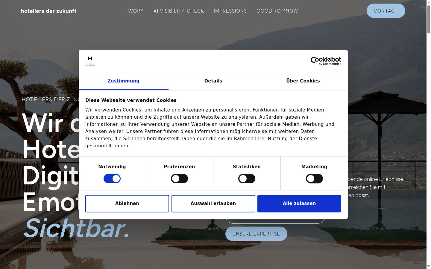 Snímek obrazovky baneru souhlasu zobrazeného před jakoukoli interakcí