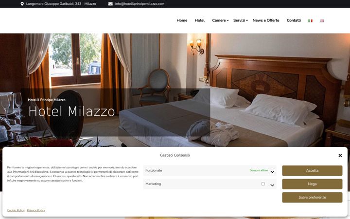 Screenshot of hotelilprincipemilazzo.com