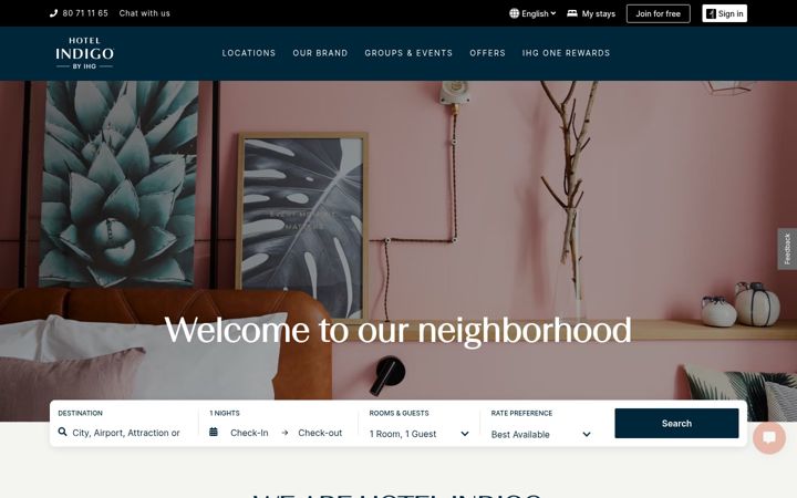 Screenshot of hotelindigo.com