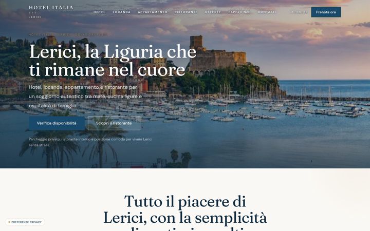 Screenshot of hotelitalialerici.it