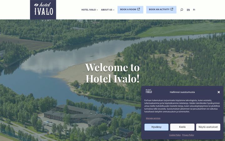 Screenshot of hotelivalo.fi