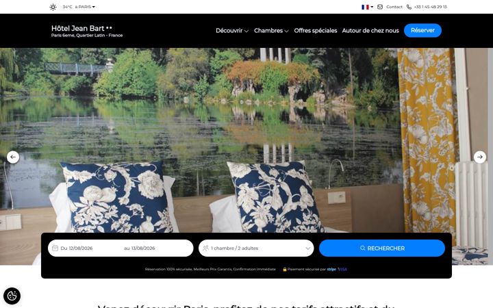 Screenshot of hoteljeanbart.com