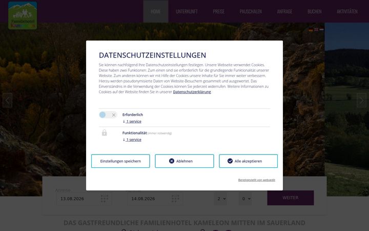 Screenshot of hotelkameleon.de