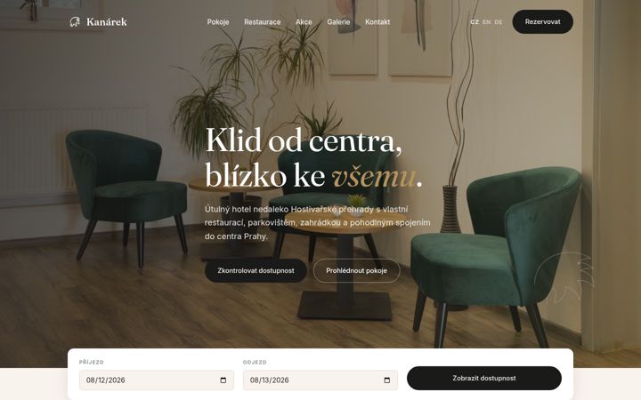 Screenshot of hotelkanarek.cz