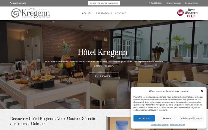 Screenshot of hotelkregenn29.fr