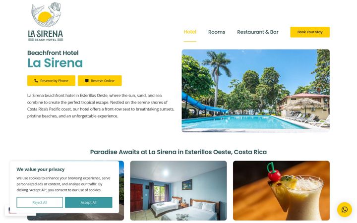 Screenshot of hotellasirena.com