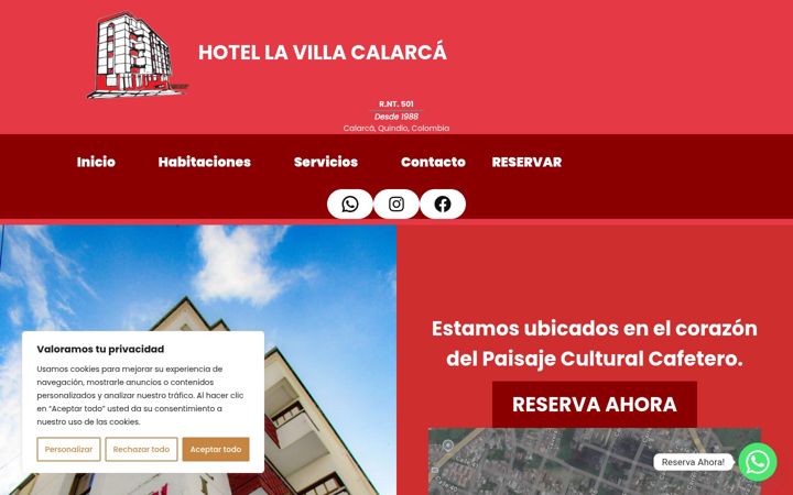 Screenshot of hotellavillacalarca.co