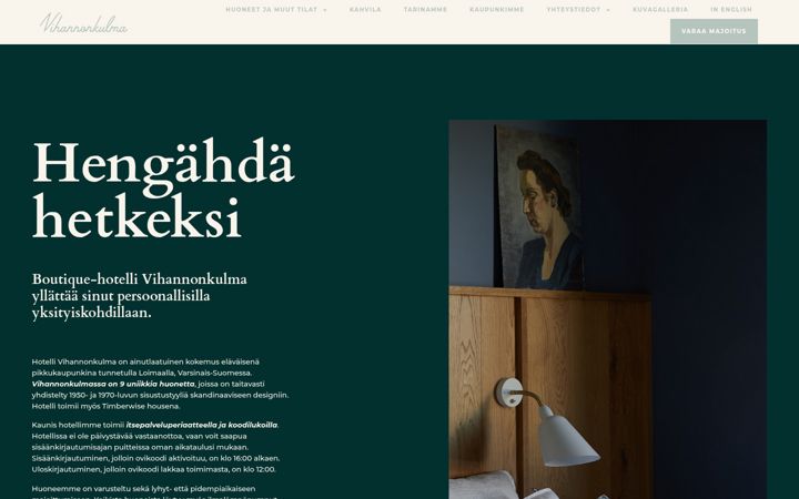 Screenshot of hotellivihannonkulma.fi