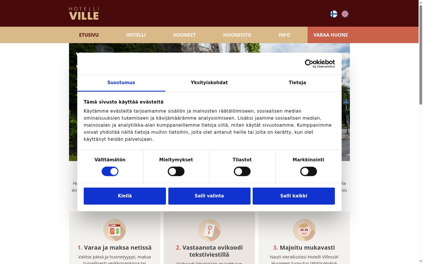 Captura de ecrã do banner de consentimento apresentado antes de qualquer interação