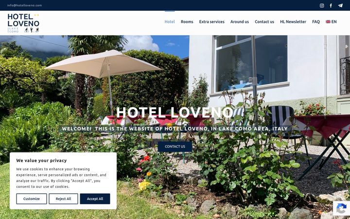 Screenshot of hotellovenolakecomoitaly.com