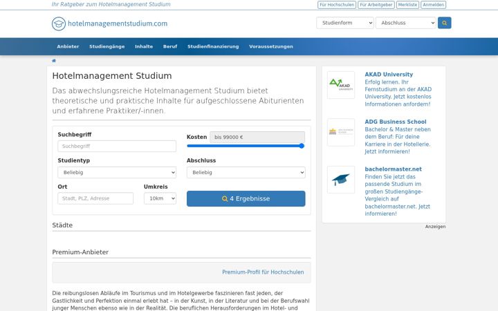Screenshot of hotelmanagementstudium.com