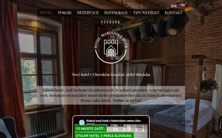 Ekrano kopija hotelmarianskydvur.cz
