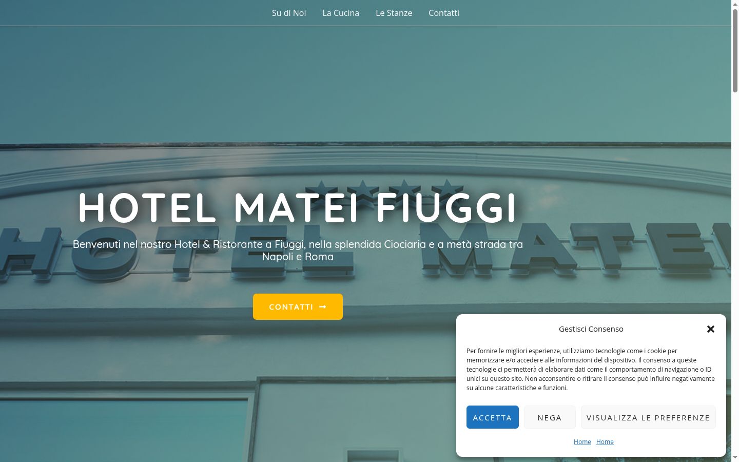 Screenshot del banner di consenso mostrato prima di qualsiasi interazione