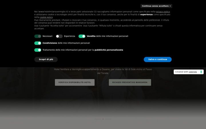 Screenshot of hotelmilanovermiglio.it