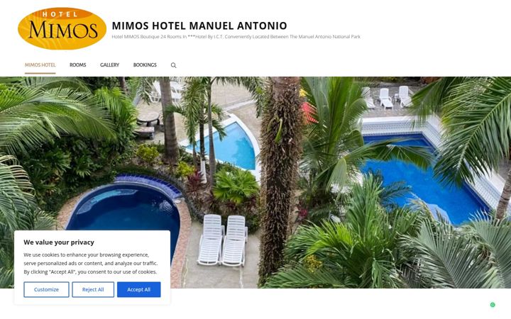 Screenshot of hotelmimos.com