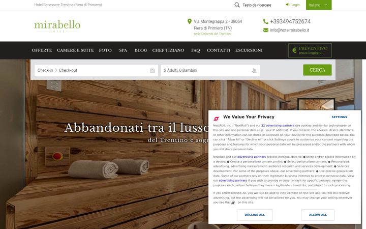Screenshot of hotelmirabello.it