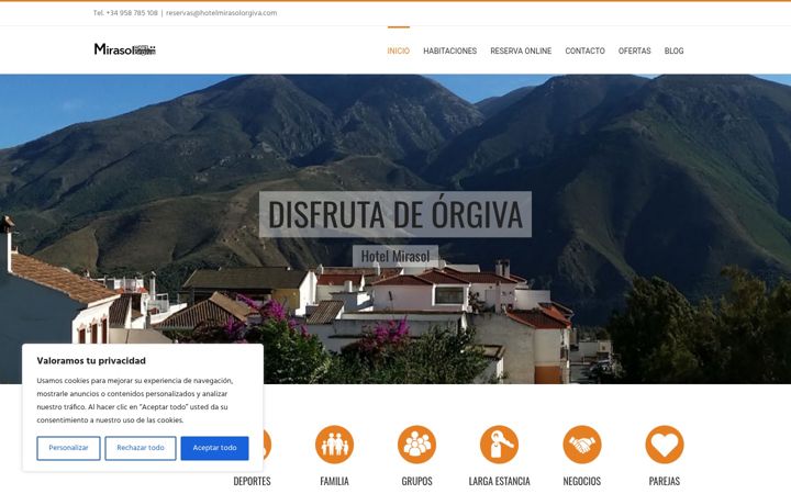 Screenshot of hotelmirasolorgiva.com