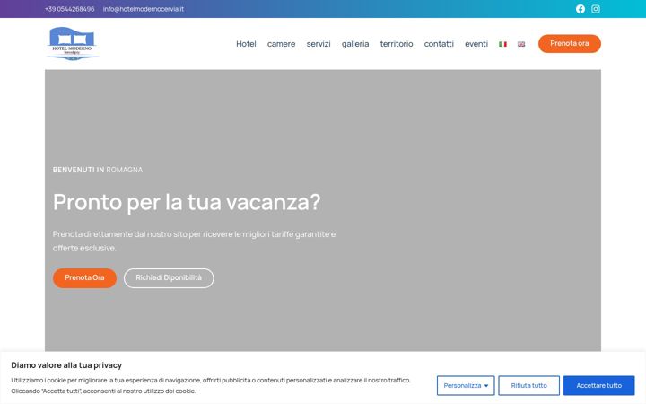Screenshot of hotelmodernocervia.it