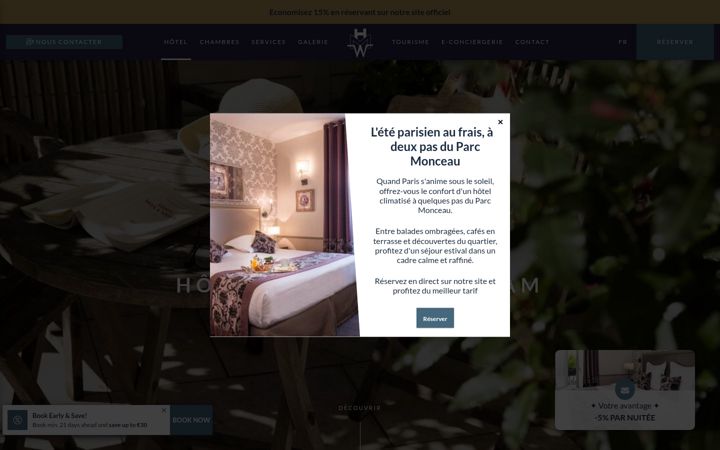 Screenshot of hotelmonceau.com