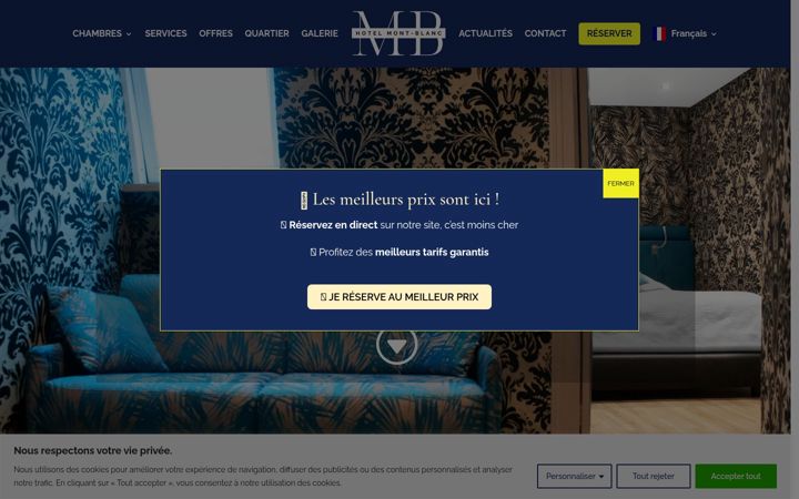 Screenshot of hotelmontblancparis.fr