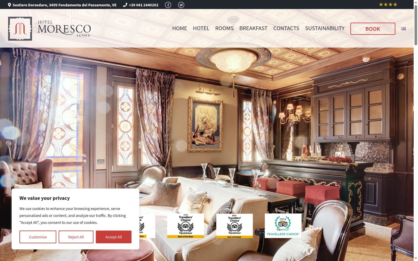 Screenshot del banner di consenso mostrato prima di qualsiasi interazione