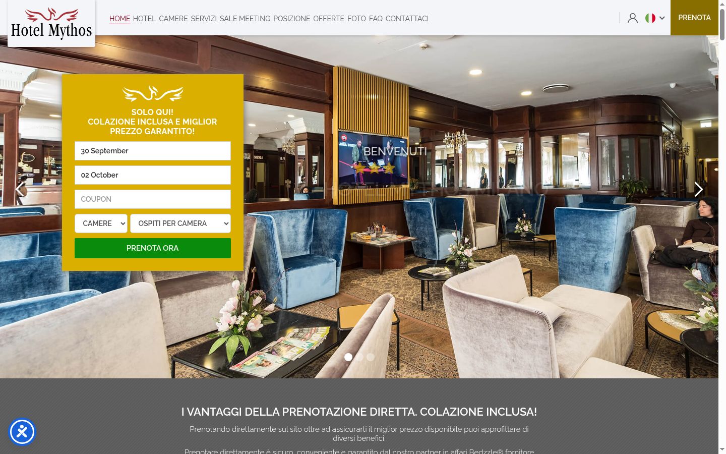Screenshot del banner di consenso mostrato prima di qualsiasi interazione