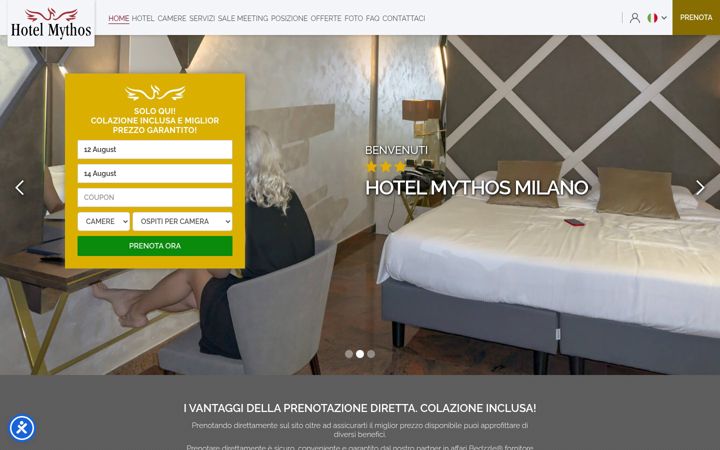 Screenshot of hotelmythosmilano.com