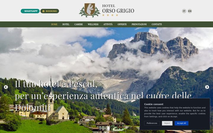 Screenshot of hotelorsogrigio.eu