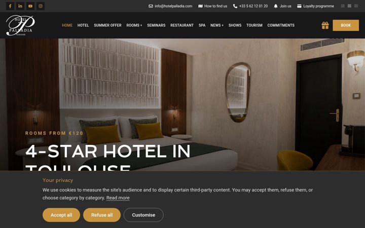 Screenshot of hotelpalladia.com
