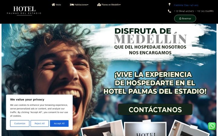 Screenshot of hotelpalmasdelestadio.com