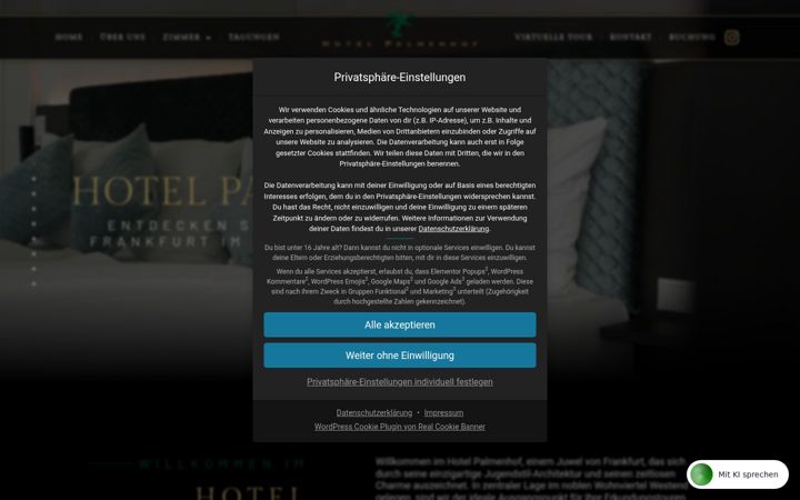 Screenshot of hotelpalmenhof.de