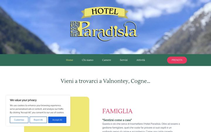 Screenshot of hotelparadisiacogne.com