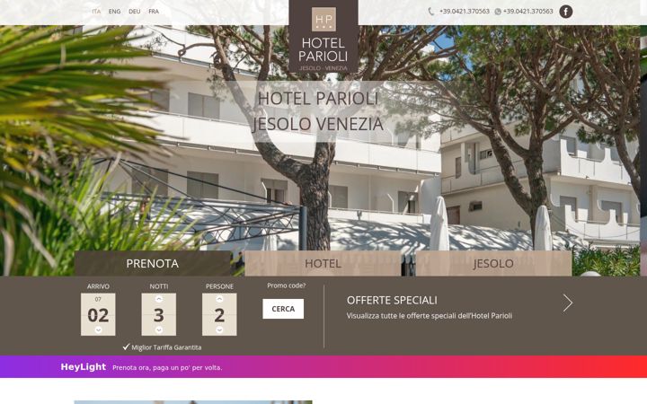 Snímek obrazovky hotelparioli.com