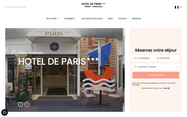 Screenshot of hotelparislourdes.com