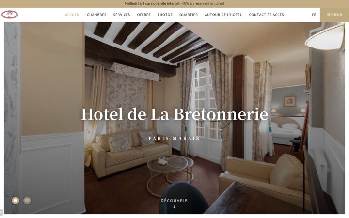 Screenshot of hotelparismaraisbretonnerie.com