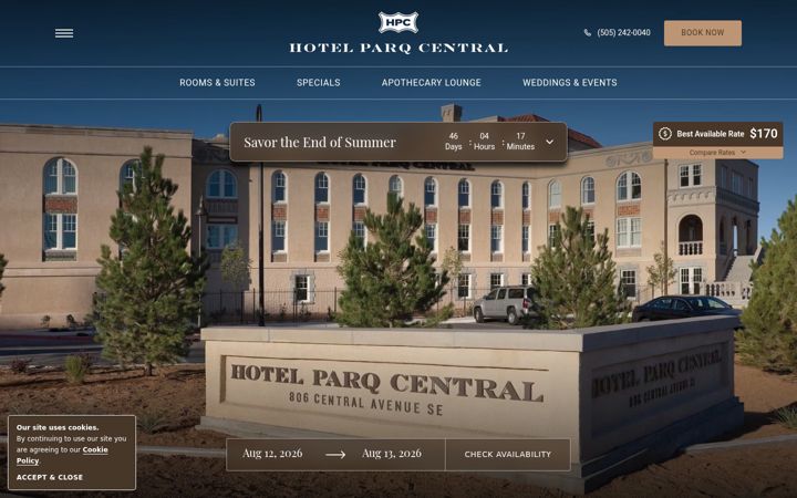 Screenshot of hotelparqcentral.com