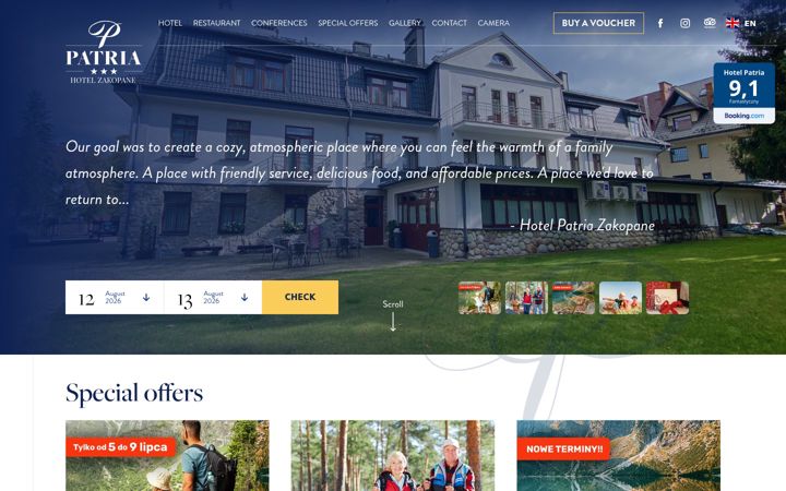 Screenshot of hotelpatria.pl