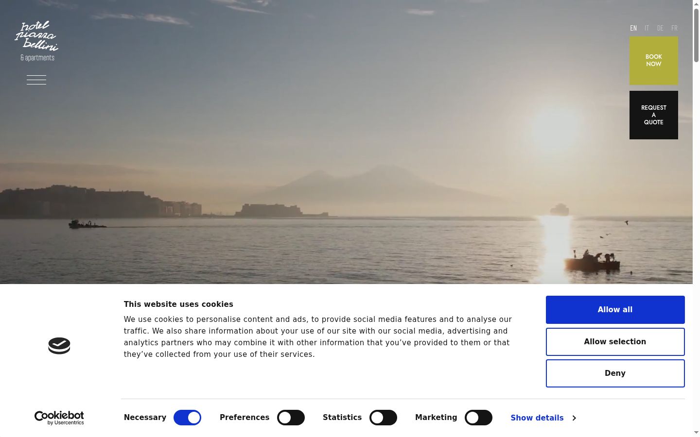 Screenshot del banner di consenso mostrato prima di qualsiasi interazione